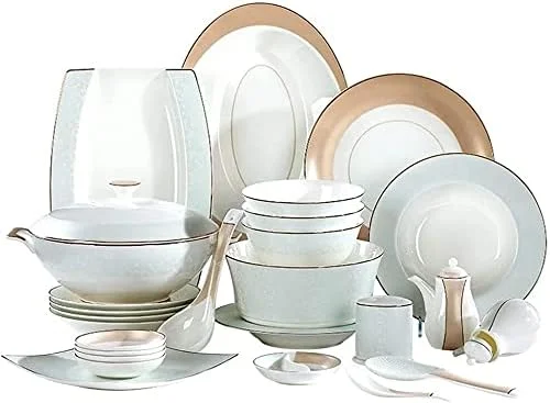 سرویس ظروف غذاخوری - سرویس ظروف لوکس هدیه، سرویس ظروف چینی استخوانی 50 پارچه، ظروف غذاخوری مجلسی، ظروف غذاخوری لوکس چینی استخوانی، مناسب برای 10 نفر