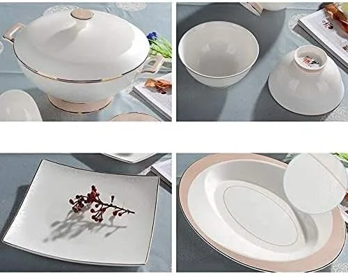 سرویس ظروف غذاخوری - سرویس ظروف لوکس هدیه، سرویس ظروف چینی استخوانی 50 پارچه، ظروف غذاخوری مجلسی، ظروف غذاخوری لوکس چینی استخوانی، مناسب برای 10 نفر