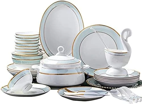 سرویس ظروف غذاخوری - سرویس ظروف لوکس، 30، 56، 60 پارچه سرویس ظروف سرامیکی ظروف چینی استخوانی ظروف بشقاب ترکیبی سرامیکی، 30 تکه، 60 لوکس