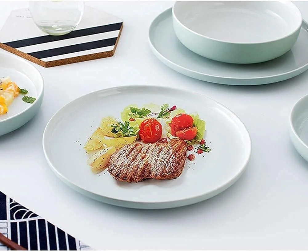 ست ظروف غذاخوری آشپزخانه و ناهارخوری، ست ظروف غذاخوری 10 تکه - ست آشپزخانه سرامیکی کره ای ژاپنی - 4 کاسه برنج، 4 بشقاب و 2 کاسه سوپ - مهمانی خانوادگی رستوران، لایت جی