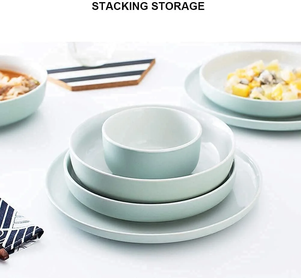 ست ظروف غذاخوری آشپزخانه و ناهارخوری، ست ظروف غذاخوری 10 تکه - ست آشپزخانه سرامیکی کره ای ژاپنی - 4 کاسه برنج، 4 بشقاب و 2 کاسه سوپ - مهمانی خانوادگی رستوران، لایت جی