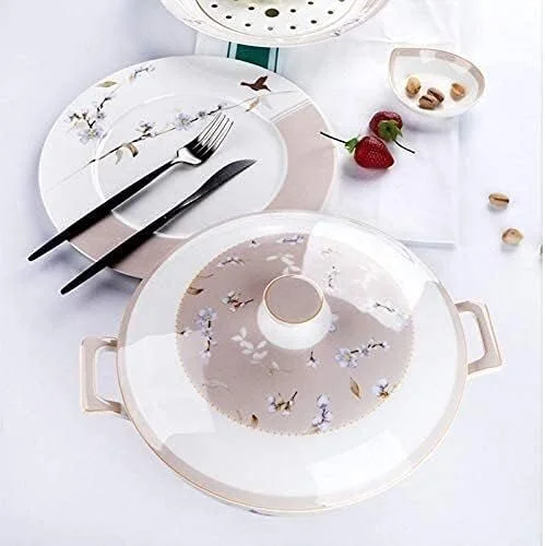 سرویس ظروف غذاخوری - سرویس ظروف لوکس هدیه، سرویس ظروف چینی استخوانی 50 پارچه، سرویس غذاخوری، کاسه ساده خانگی ظروف چینی لوکس سبک عروسی