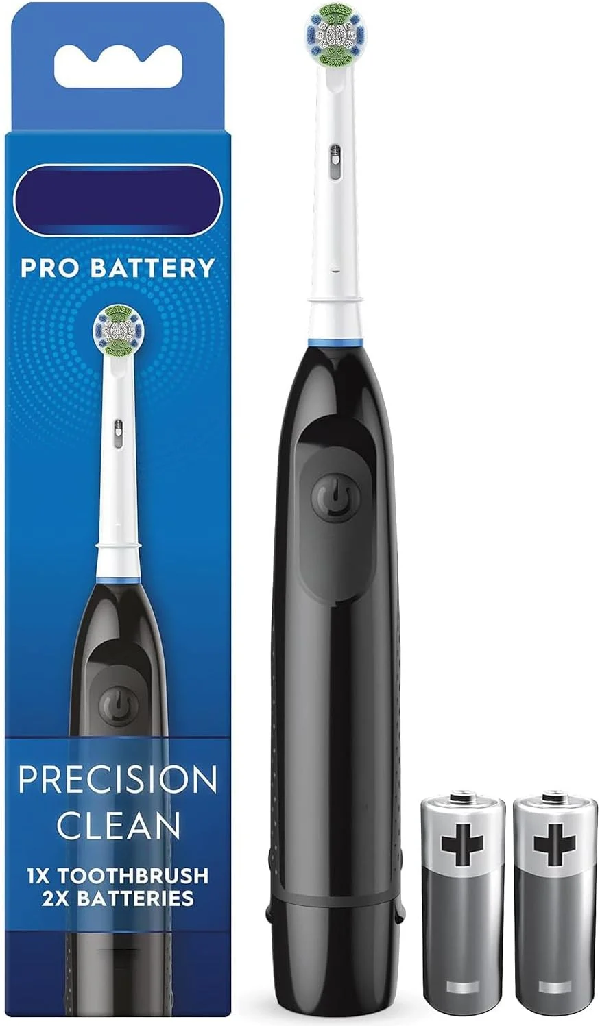 مسواک باتری خور Oral Pro، سر برس Precision Clean، از بین برنده پلاک، شامل 2 باتری، مشکی (مشکی)