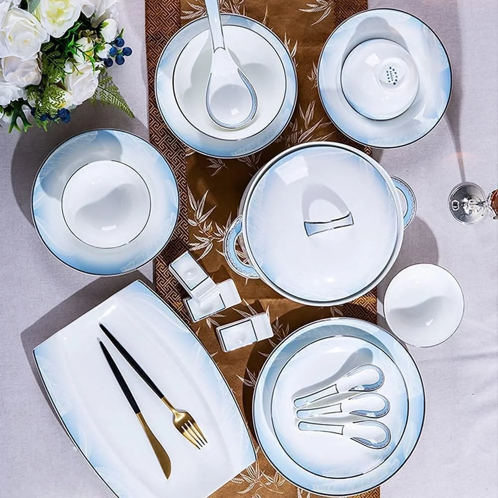 سرویس ظروف غذاخوری لوکس خانوادگی، سرویس غذاخوری 56/60 پارچه ای سرامیکی، ظروف غذاخوری، بشقاب، سرویس غذاخوری ترکیبی سرامیکی، ست غذاخوری