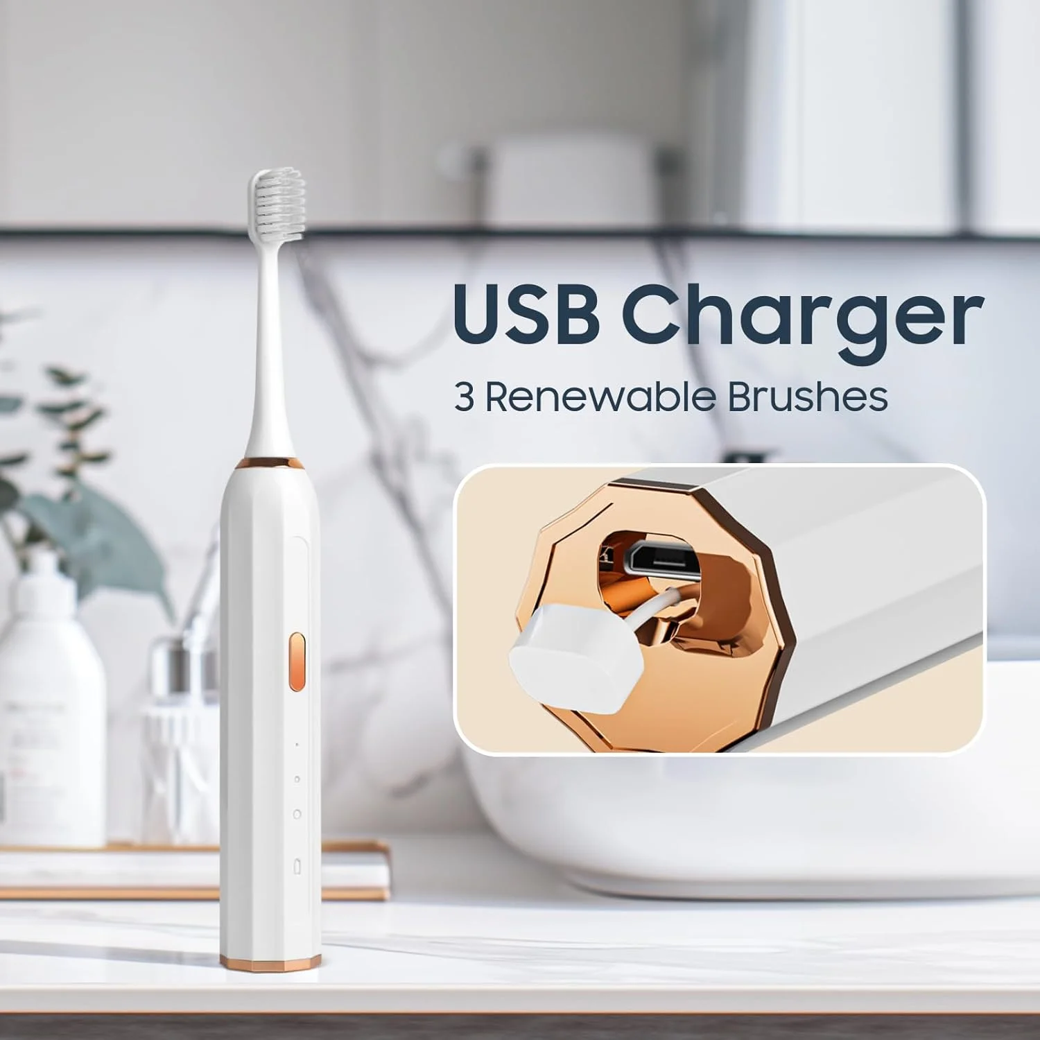 مسواک برقی بایتیون، مسواک صوتی قابل شارژ Type-C برای بزرگسالان با 2 سر برس قابل تعویض، مسواک سفید کننده 3 حالته برای آقایان و بانوان (سفید) مسواک برقی بایتیون، مسواک صوتی قابل شارژ Type-C برای بزرگسالان با 2 سر برس قابل تعویض، مسواک سفید کننده 3 حالته برای آقایان و بانوان (سفید)