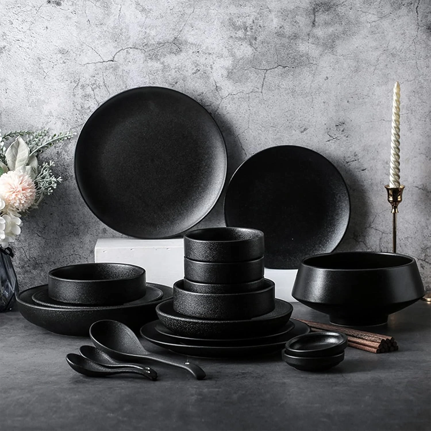 سرویس ظروف غذاخوری، سرویس ظروف برای 4 نفر، ست کاسه و بشقاب چینی، ست ظروف، ست ترکیبی ظروف غذاخوری، ظروف سنگی، مات