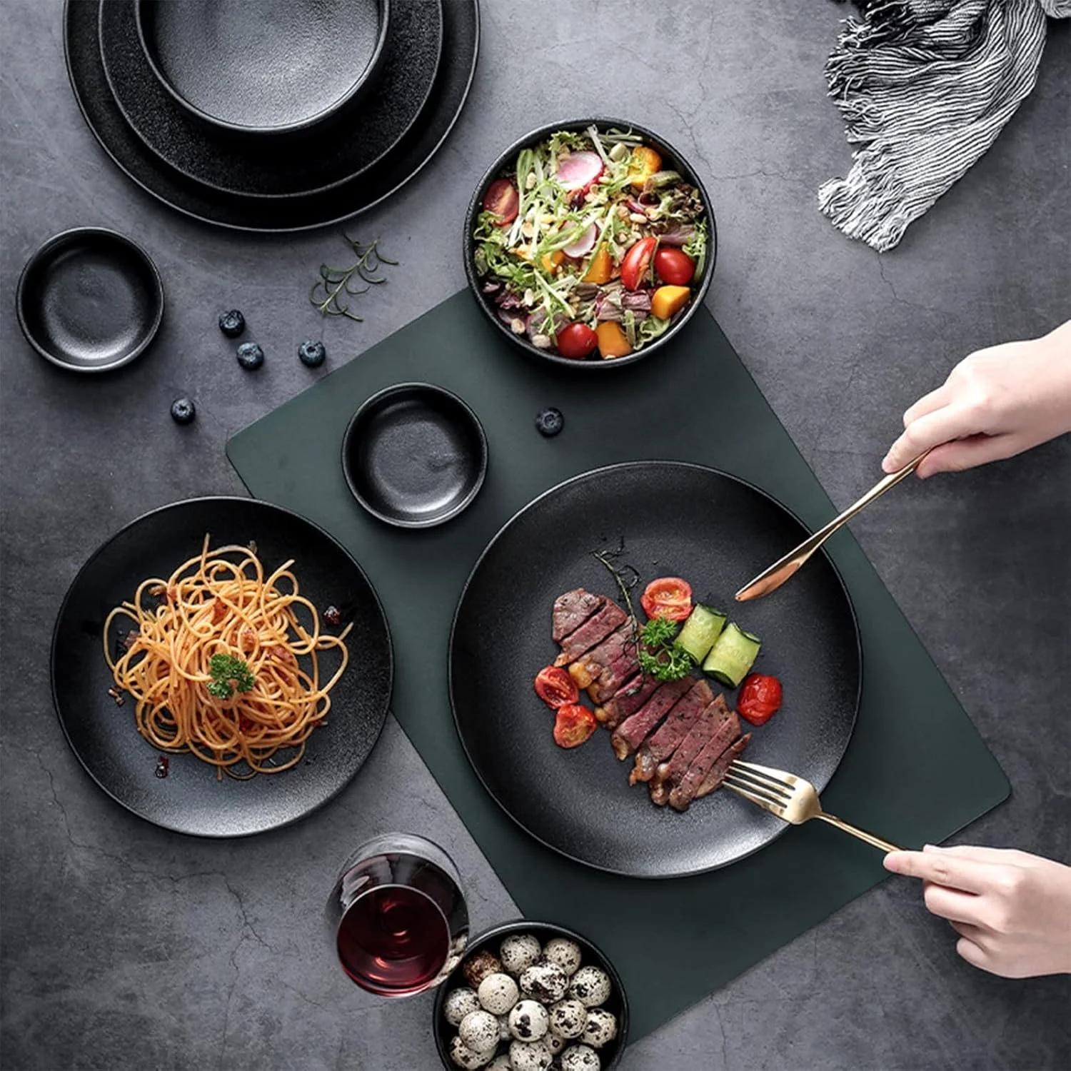 سرویس ظروف غذاخوری، سرویس ظروف برای 4 نفر، ست کاسه و بشقاب چینی، ست ظروف، ست ترکیبی ظروف غذاخوری، ظروف سنگی، مات