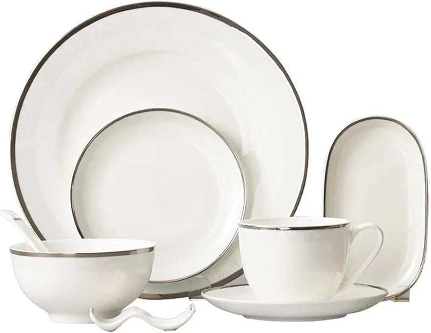 ست ظروف سرامیکی غذاخوری یک نفره، قابل شستشو در ماشین ظرفشویی، ظروف چینی سازگار با محیط زیست، فنجان، کاسه سوپ، بشقاب سالاد، بشقاب غذاخوری