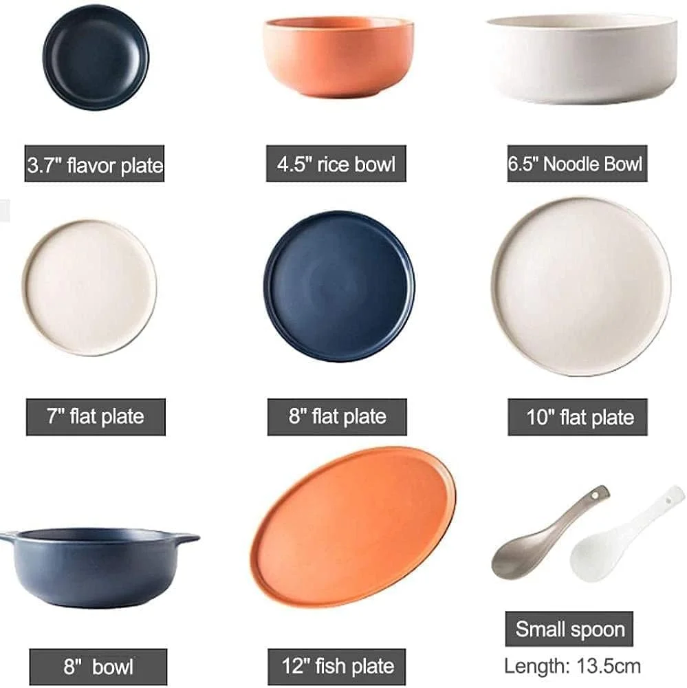 سرویس ظروف غذاخوری، بشقاب غذاخوری 46 تکه شامل کاسه/بشقاب دسر/نعلبکی، قابل شستشو در ماشین ظرفشویی و استفاده در مایکروویو