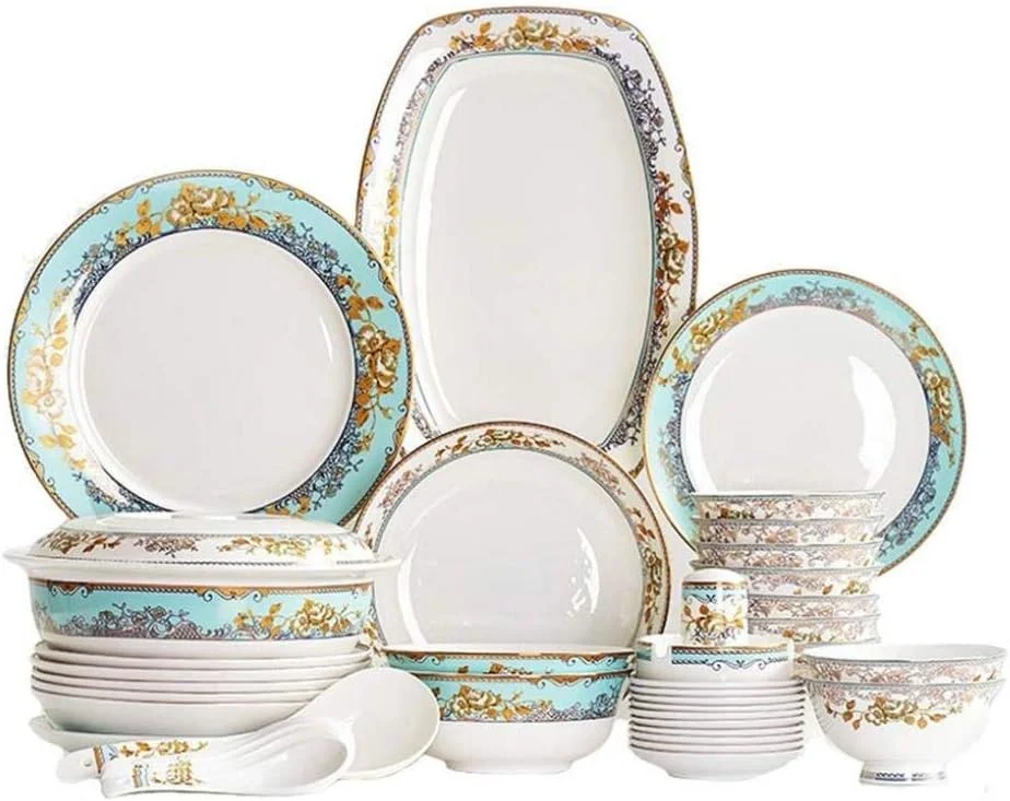 سرویس غذاخوری 56 پارچه ظروف سرامیکی به سبک کاخ اروپایی رترو مناسب برای 10 نفر