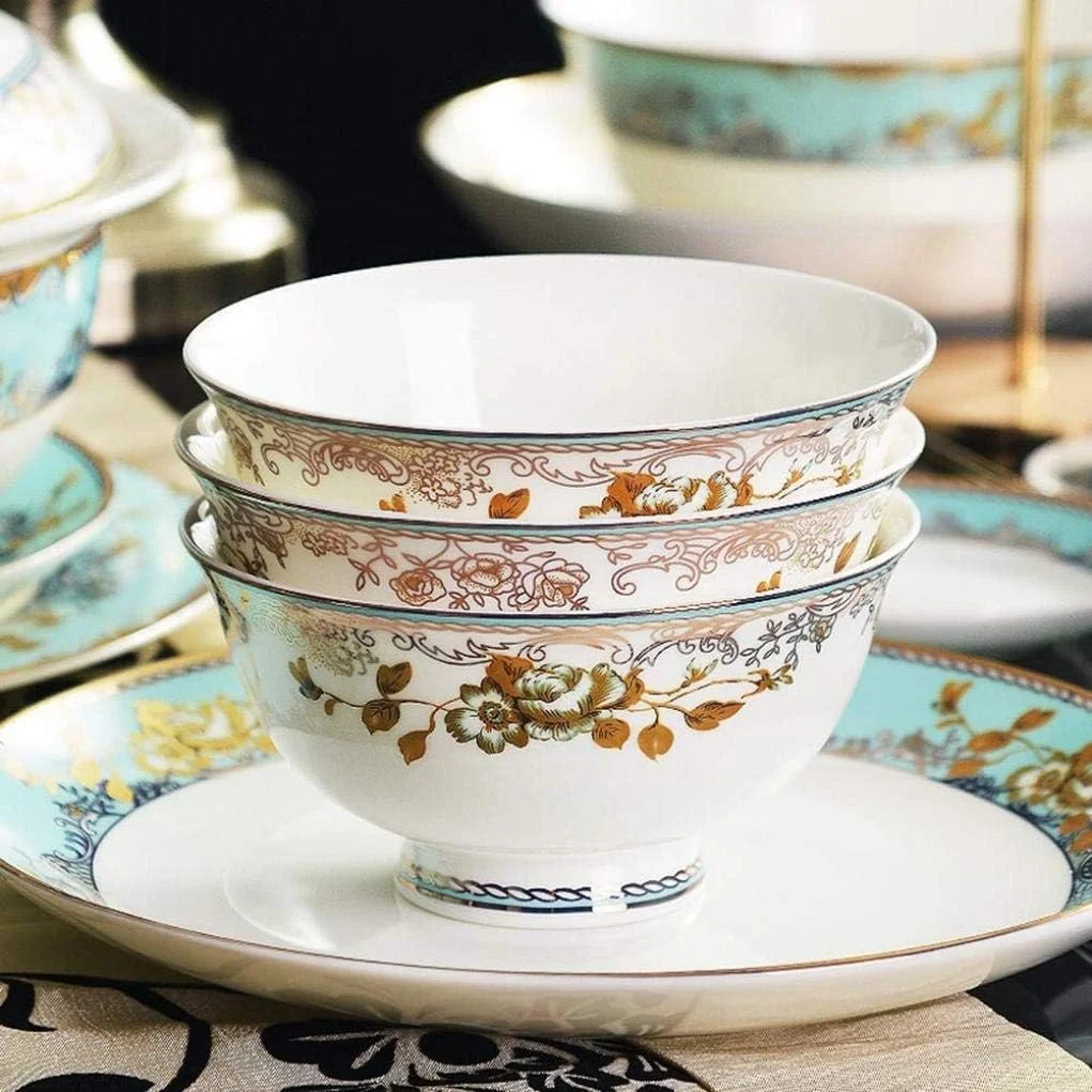 سرویس غذاخوری 56 پارچه ظروف سرامیکی به سبک کاخ اروپایی رترو مناسب برای 10 نفر سرویس غذاخوری 56 پارچه ظروف سرامیکی به سبک کاخ اروپایی رترو مناسب برای 10 نفر