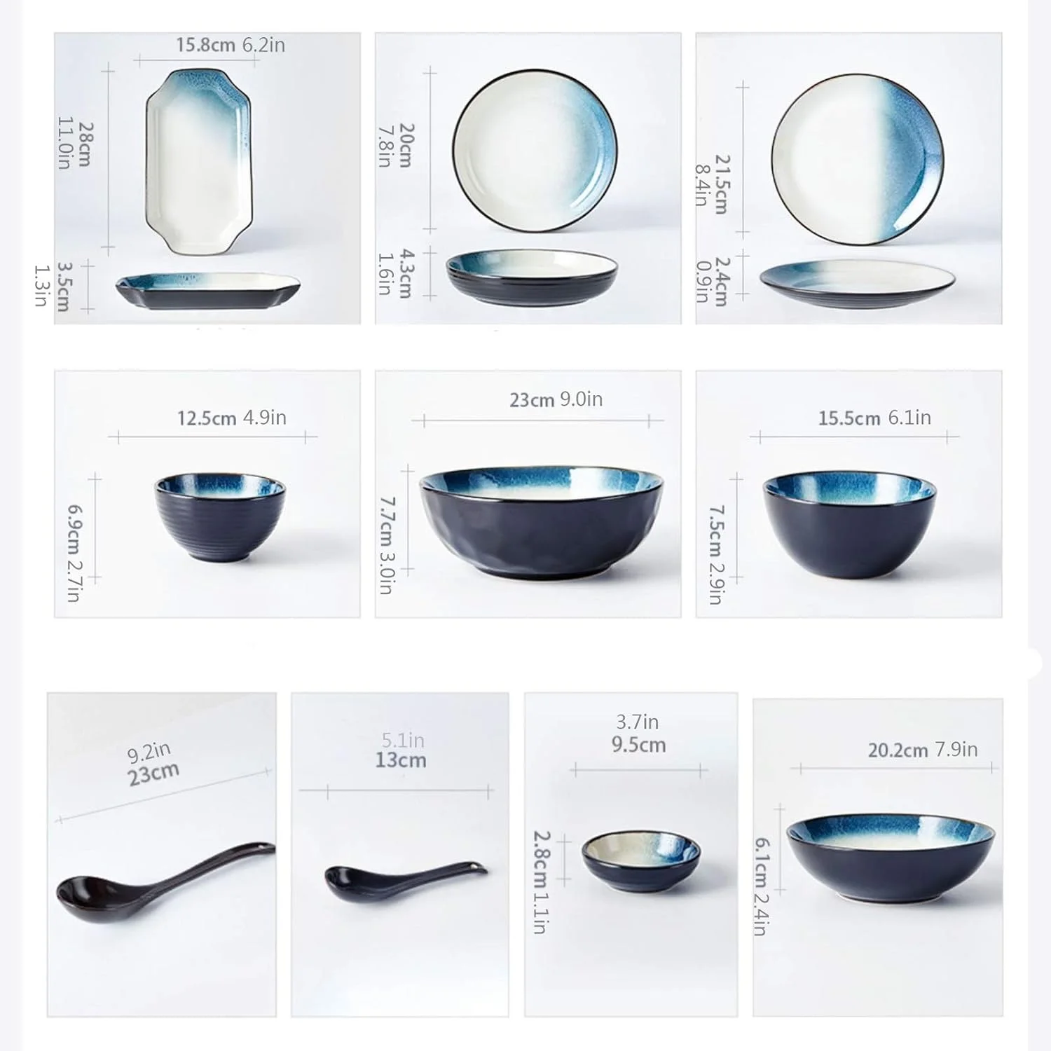 ست ظروف غذاخوری - ست 28 پارچه بشقاب و کاسه سرامیکی برای 6 نفر، ست بشقاب های شیک، قابل استفاده در مایکروویو و ماشین ظرفشویی