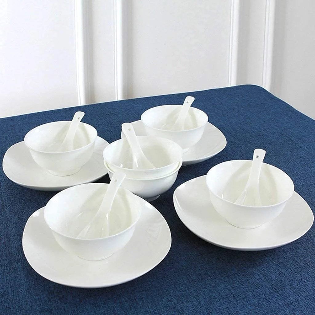 ست ظروف غذاخوری، ست شام بسته سرامیکی خانوادگی چینی 16 پارچه ظروف غذاخوری چینی استخوانی اصیل سفید