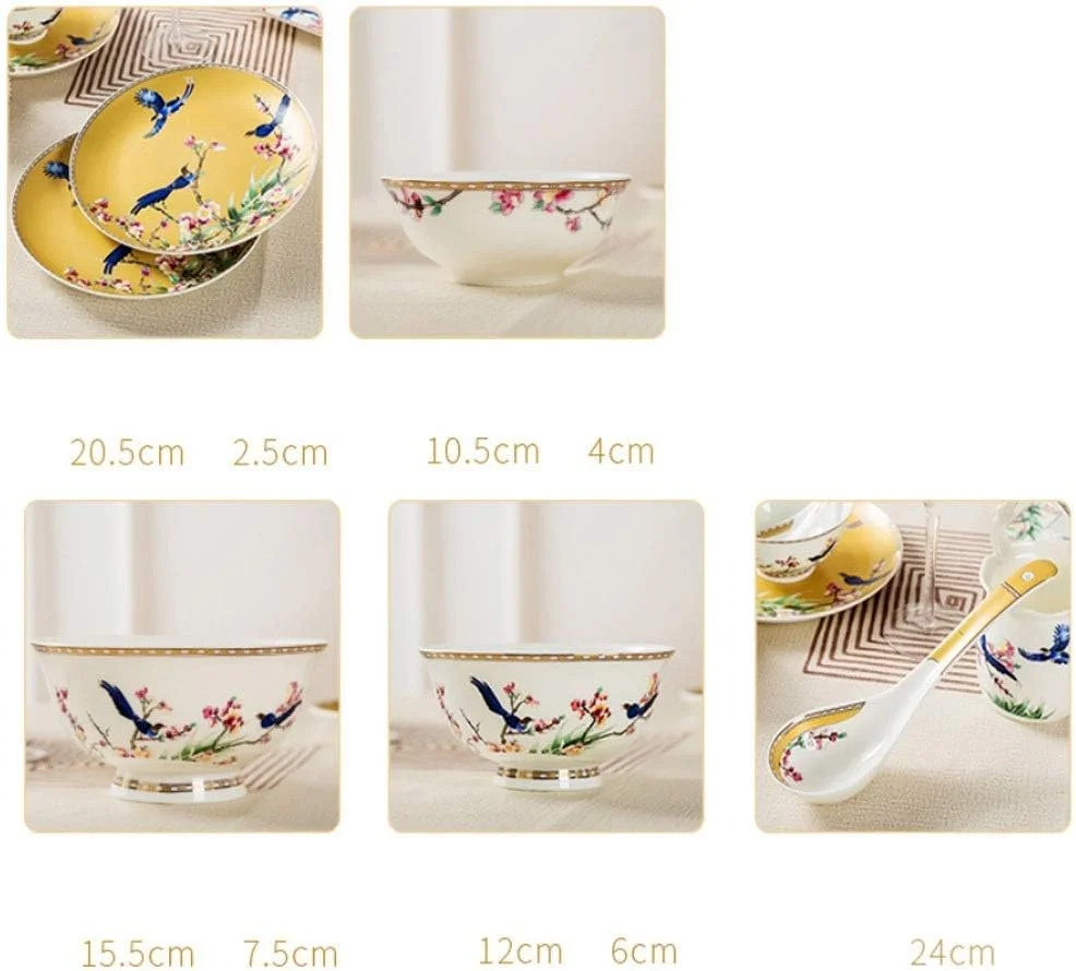 سرویس غذاخوری چینی استخوانی 60 پارچه ظروف سرامیکی طراحی شده برای ظروف خانگی به سبک اروپایی