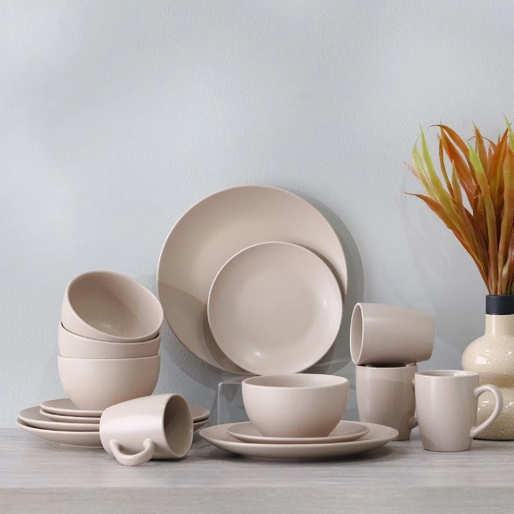 سرویس غذاخوری 16 پارچه استون ور رنگی دانوب هوم مدل آپولو - مناسب برای 4 نفر 33X21.5X28.5 سانتی متر - قهوه ای