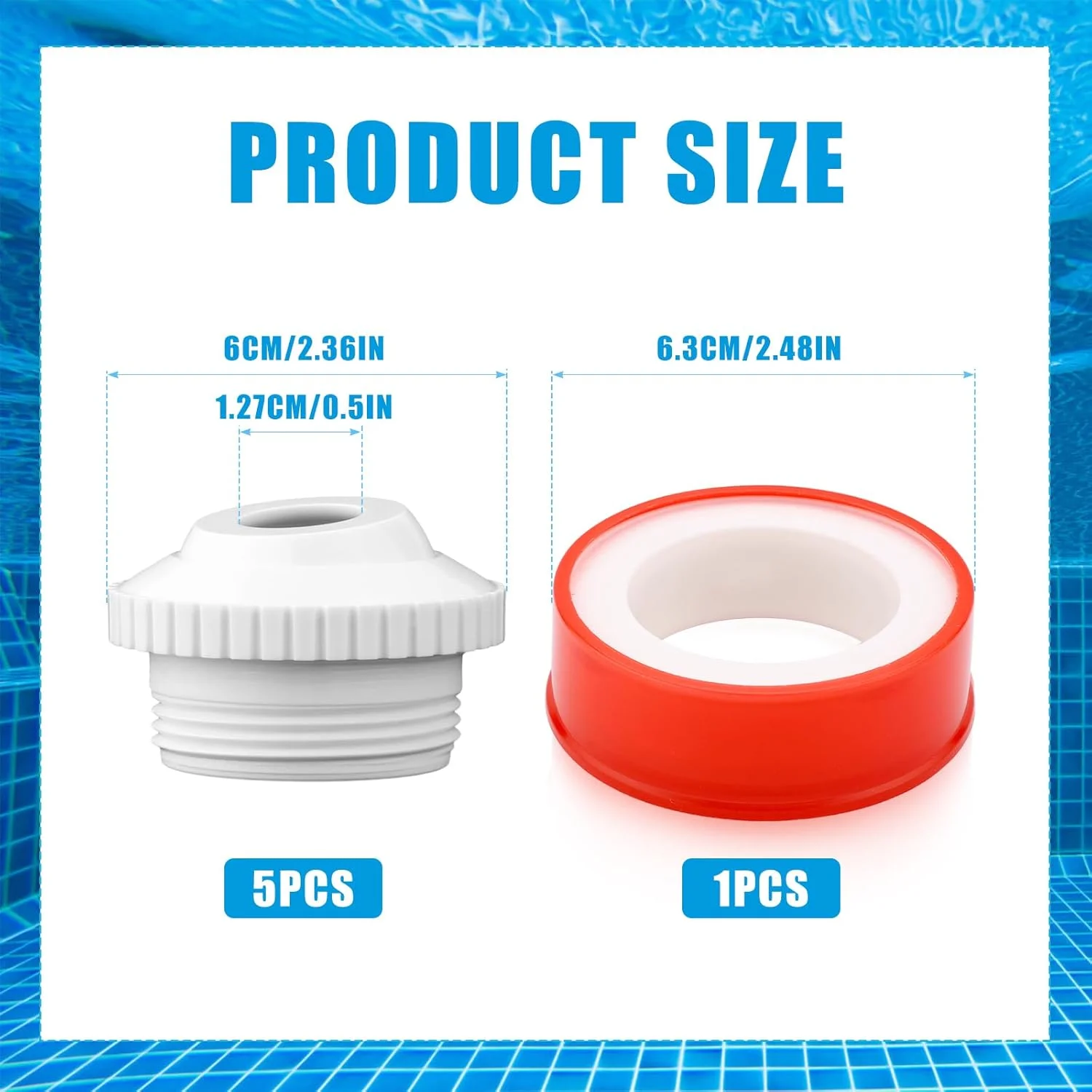 نازل جت استخر Gosknor، 5 عدد، نازل جت ورودی چشمی جریان جهت دار، قطعات جایگزین جت برگشتی استخر، لوازم جانبی اتصالات برگشتی استخر برای تمیز کردن