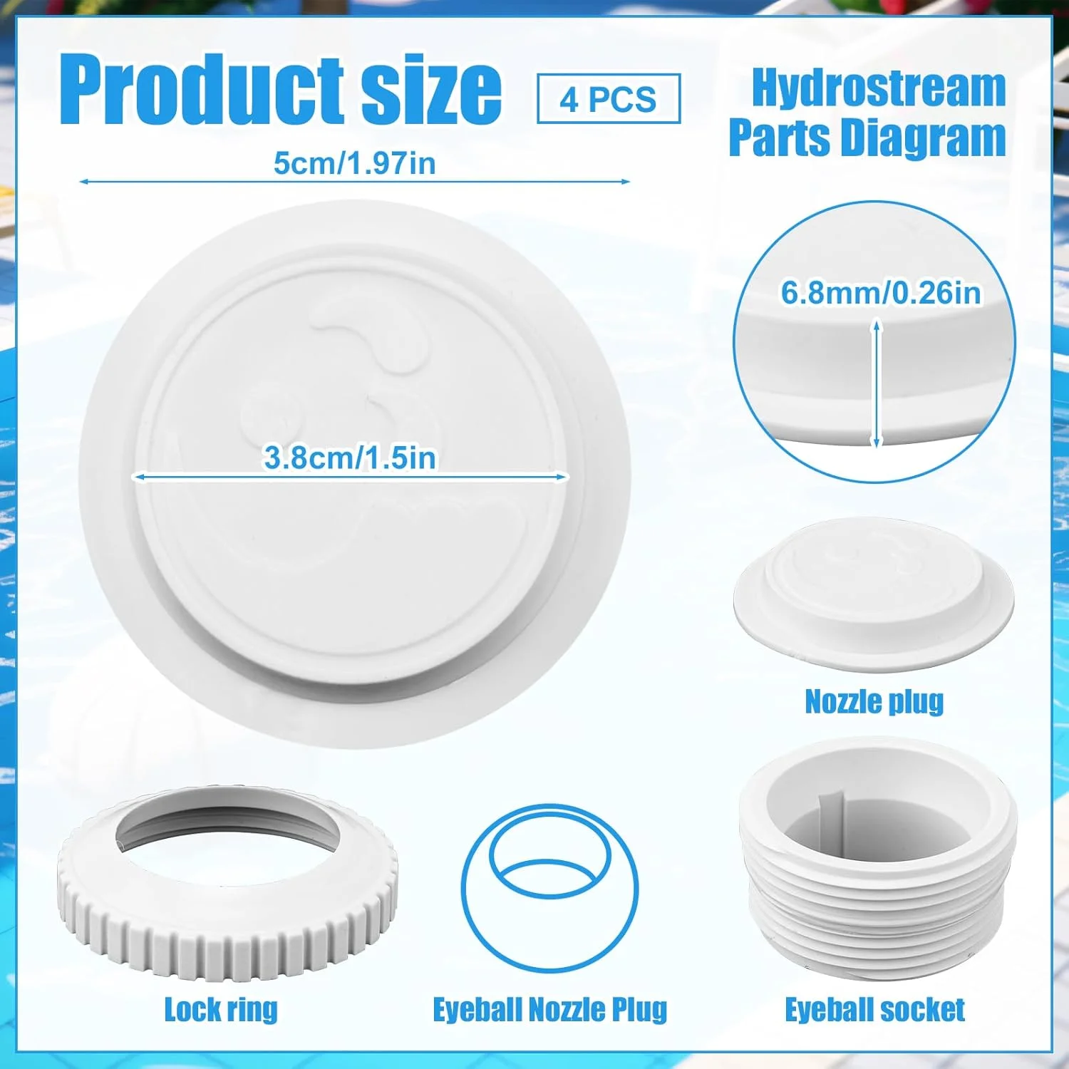 گسکنور 4 عدد درپوش جت برگشتی استخر، درپوش های استخر برای زمستان، درپوش های مهر و موم زمستانی استخر، پوشش نازل جت استخر، درپوش جت استخر، پوشش جت برگشتی زمستانی استخر سازگار با Hayward Sp1419D