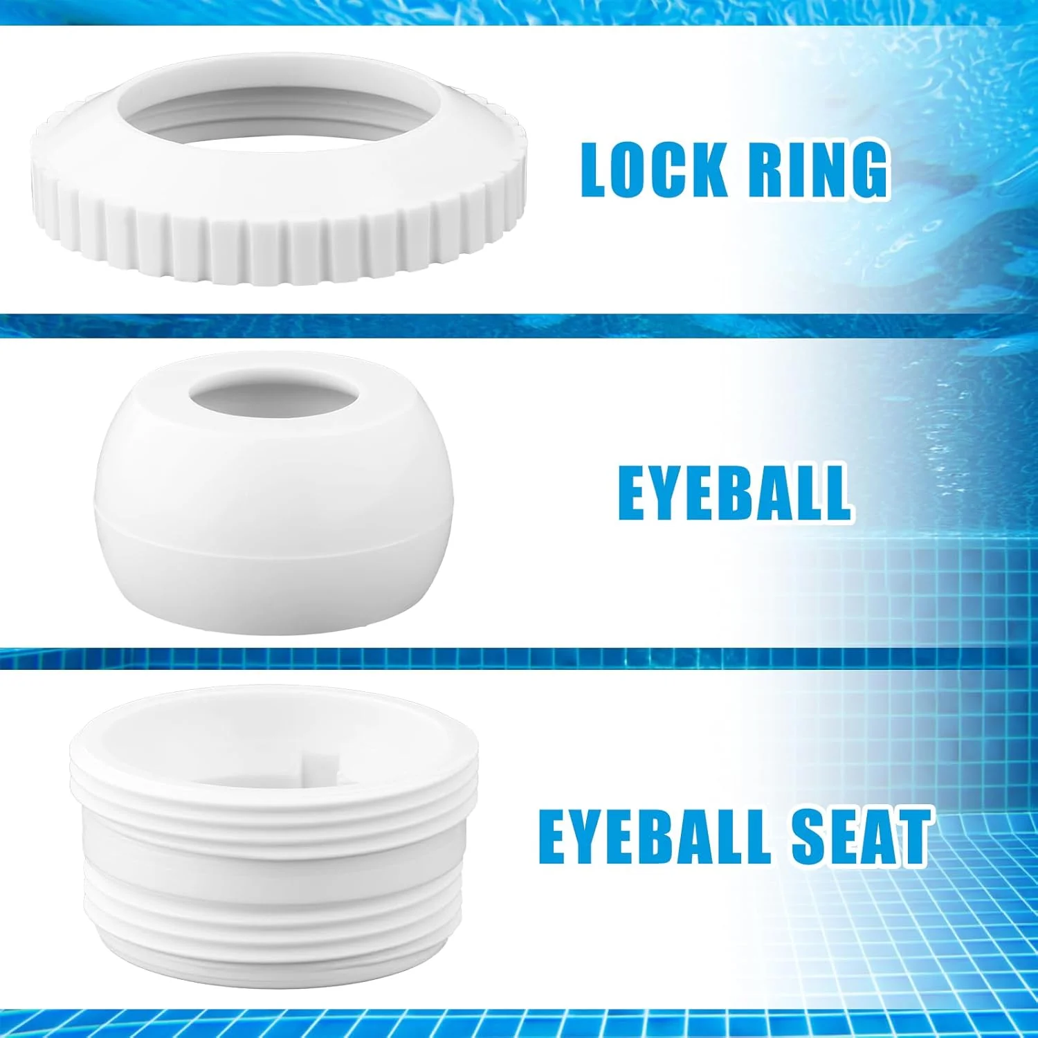 نازل جت استخر Gosknor، 5 عدد، نازل جت ورودی چشمی جریان جهت دار، قطعات جایگزین جت برگشتی استخر، لوازم جانبی اتصالات برگشتی استخر برای تمیز کردن