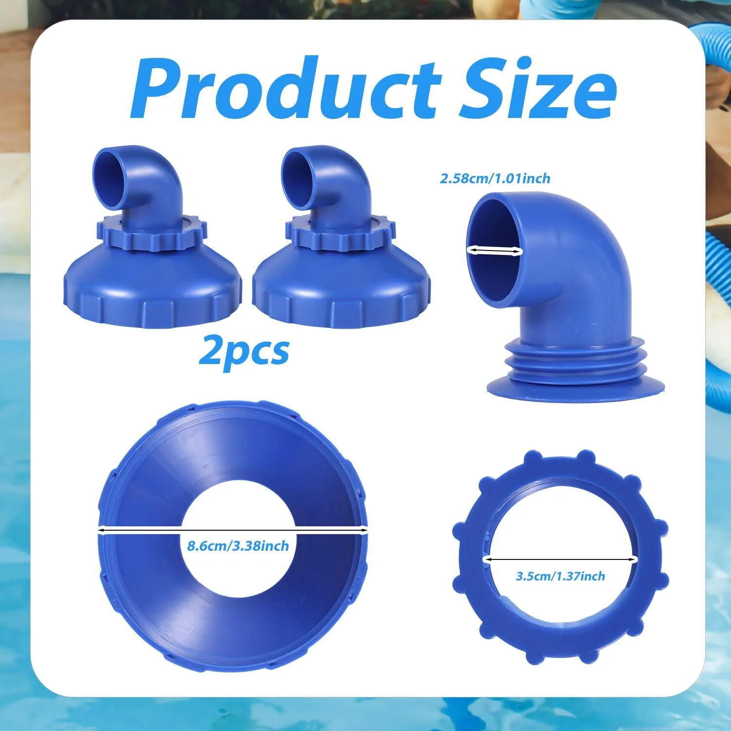 Gosknor 2pcs 360° Swivel Pool Jet Nozzles, Rotatable Inlet Nozzle Fitting Swimming Pool Spa Water Return Jet Replacement Part for Intex Spout Accessories