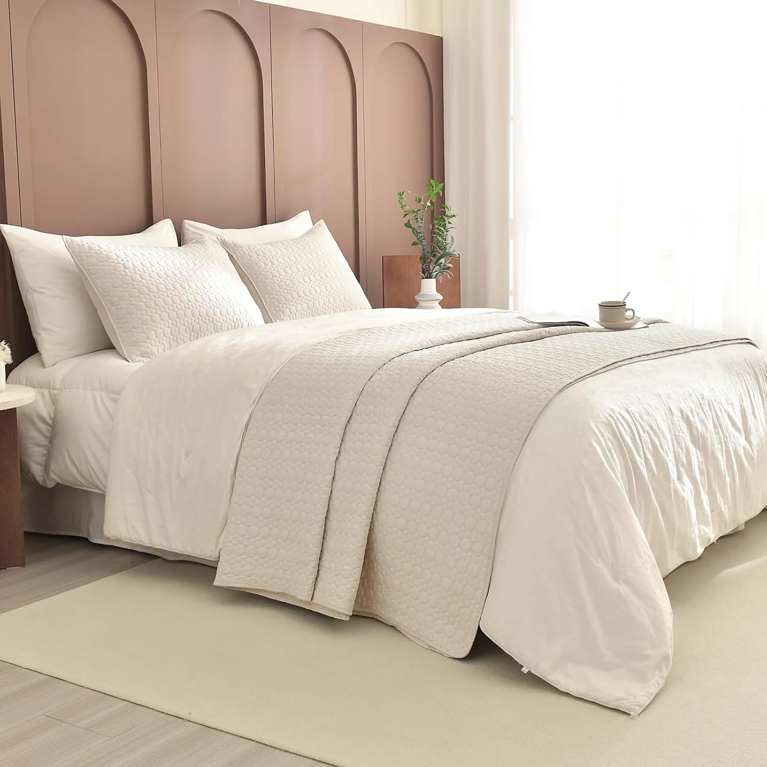 لحاف بزرگ سایز کوئین Sanracie، 259*299 سانتیمتر، روتختی پنبهای 100%، لحاف سبک وزن به رنگ گندمی، بسیار بزرگ، ست 3 تکه با طرح دوخت دایرهای، روتختی کوئین، لحاف ابری نرم و راحت مناسب تمام فصول لحاف بزرگ سایز کوئین Sanracie، 259*299 سانتیمتر، روتختی پنبهای 100%، لحاف سبک وزن به رنگ گندمی، بسیار بزرگ، ست 3 تکه با طرح دوخت دایرهای، روتختی کوئین، لحاف ابری نرم و راحت مناسب تمام فصول