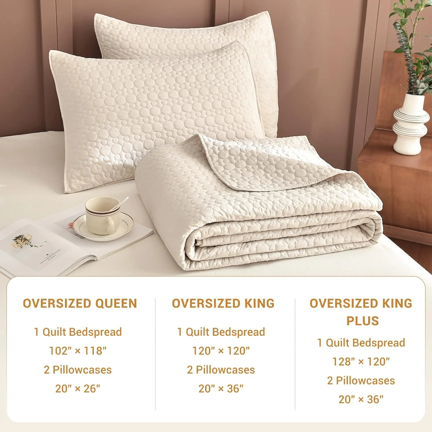 لحاف بزرگ سایز کوئین Sanracie، 259*299 سانتیمتر، روتختی پنبهای 100%، لحاف سبک وزن به رنگ گندمی، بسیار بزرگ، ست 3 تکه با طرح دوخت دایرهای، روتختی کوئین، لحاف ابری نرم و راحت مناسب تمام فصول لحاف بزرگ سایز کوئین Sanracie، 259*299 سانتیمتر، روتختی پنبهای 100%، لحاف سبک وزن به رنگ گندمی، بسیار بزرگ، ست 3 تکه با طرح دوخت دایرهای، روتختی کوئین، لحاف ابری نرم و راحت مناسب تمام فصول