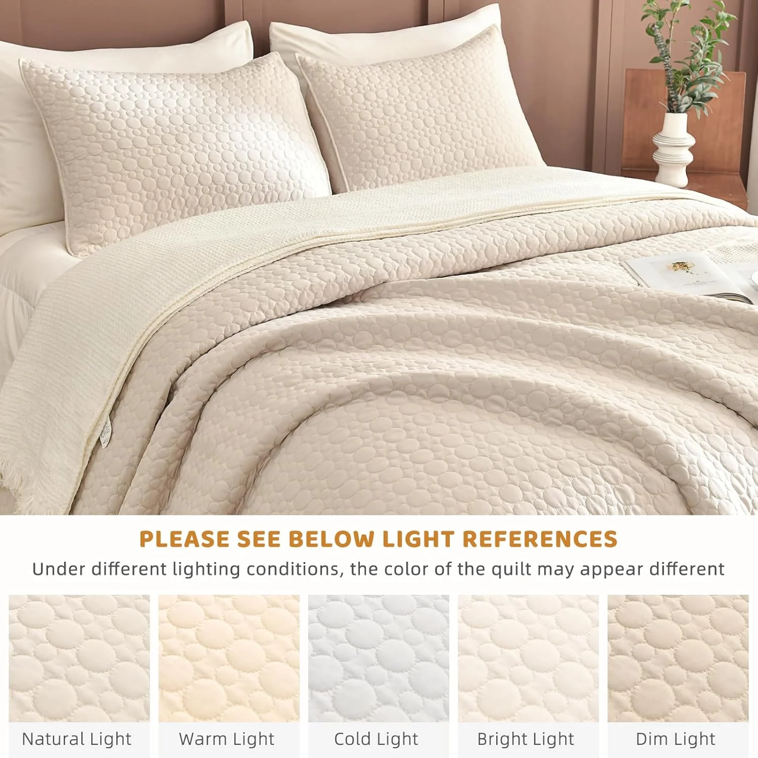 لحاف بزرگ سایز کوئین Sanracie، 259*299 سانتیمتر، روتختی پنبهای 100%، لحاف سبک وزن به رنگ گندمی، بسیار بزرگ، ست 3 تکه با طرح دوخت دایرهای، روتختی کوئین، لحاف ابری نرم و راحت مناسب تمام فصول لحاف بزرگ سایز کوئین Sanracie، 259*299 سانتیمتر، روتختی پنبهای 100%، لحاف سبک وزن به رنگ گندمی، بسیار بزرگ، ست 3 تکه با طرح دوخت دایرهای، روتختی کوئین، لحاف ابری نرم و راحت مناسب تمام فصول