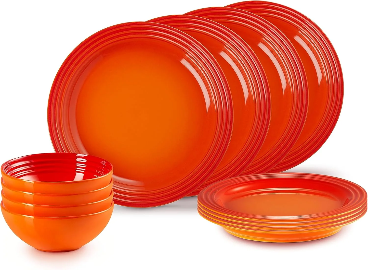 سرویس غذاخوری 12 پارچه سنگی Le Creuset 79351000907081، رنگ قرمز فر