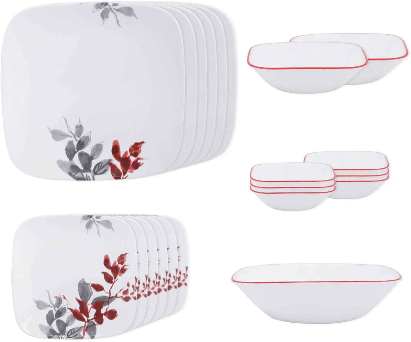 سرویس غذاخوری 21 پارچه کورل مدل Square Round - طرح برگ های کیوتو