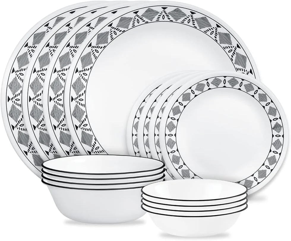 سرویس غذاخوری 16 پارچه Corelle Cusco، مقاوم در برابر لب پر شدن و شکستن
