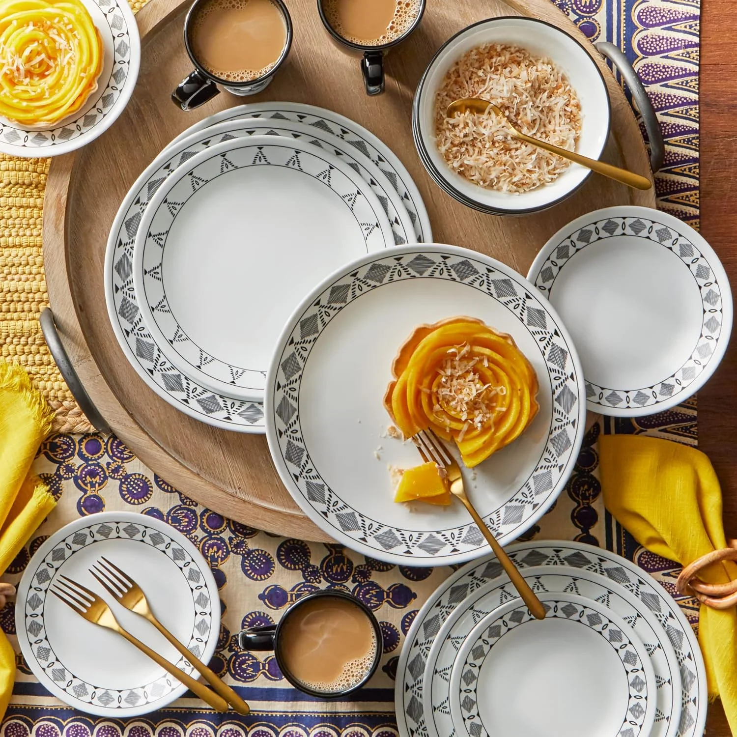 سرویس غذاخوری 16 پارچه Corelle Cusco، مقاوم در برابر لب پر شدن و شکستن