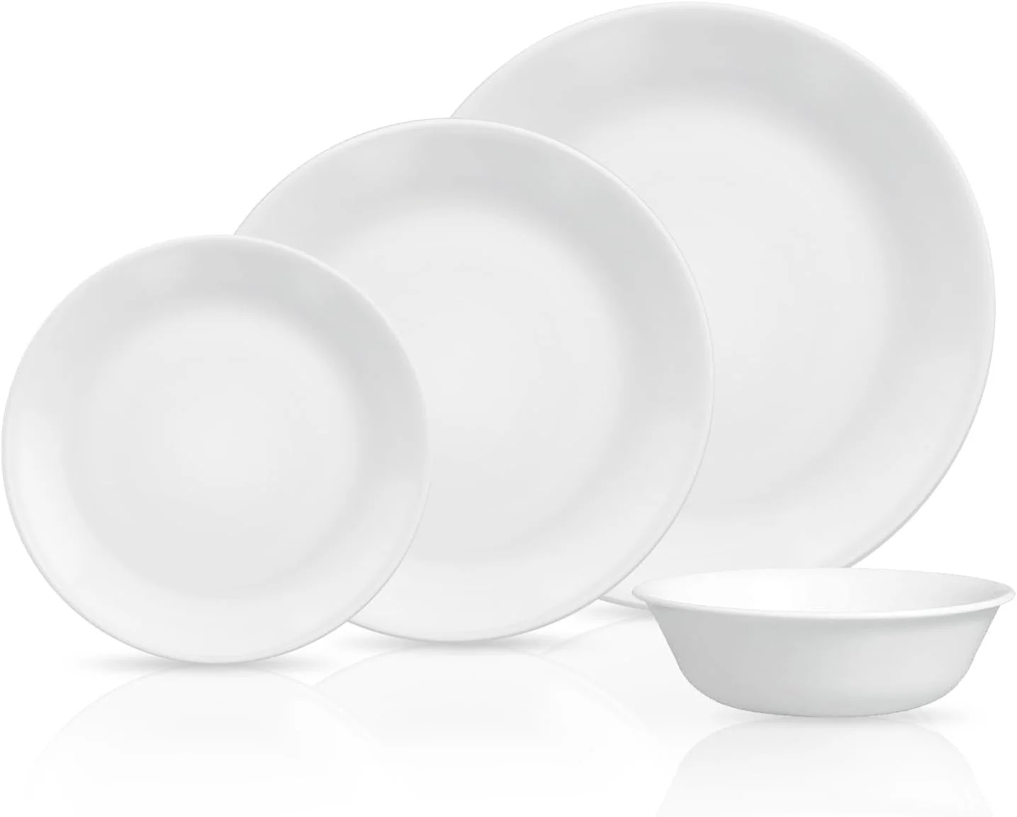 سرویس غذاخوری 8 پارچه Corelle Vitrelle برای 2 نفر، شیشه سه لایه و مقاوم در برابر لب پر شدن، ست بشقاب و کاسه گرد سبک وزن، Winter Frost White
