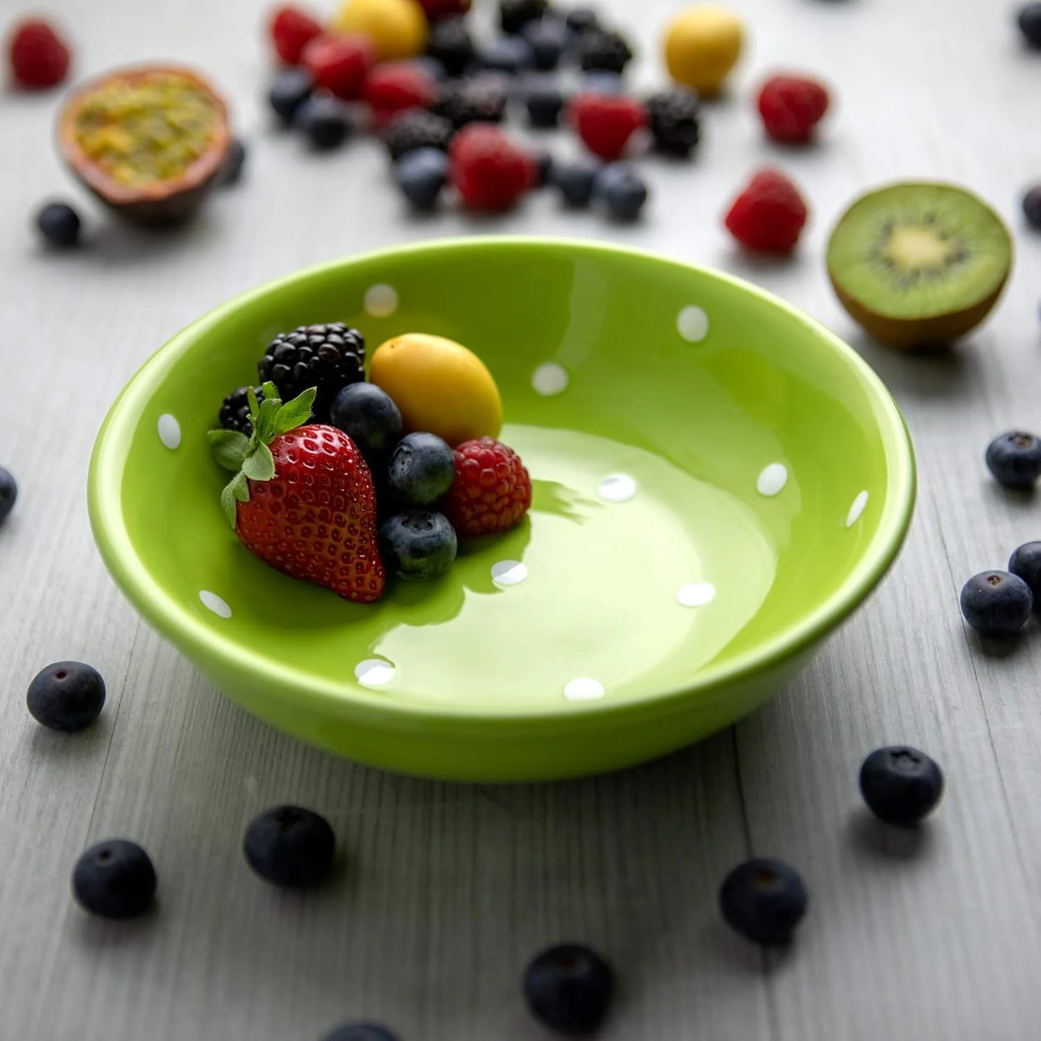 کاسه سالاد، پاستا، میوه، غلات، سوپ دست ساز City to Cottage، سفالی، سبز لیمویی و سفید، خالدار، لعاب دار، 18.5 سانتی متر/7.3 اینچ، 400 میلی لیتر/14 اونس | ظروف غذاخوری سرامیکی منحصر به فرد، هدیه خانه نویی