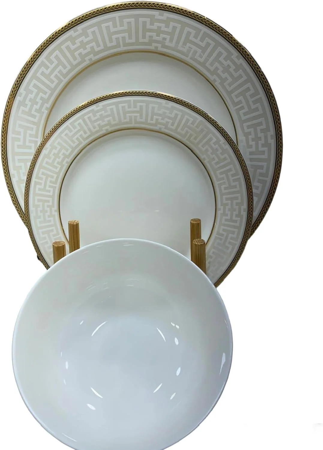 سرویس غذاخوری 24 پارچه چینی سفید آشپزخانه کلاسیک | بشقاب غذاخوری 10.5 اینچی، بشقاب سوپ 8.5 اینچی، بشقاب دسر 7.5 اینچی و کاسه 5.5 اینچی | سرویس ظروف چینی برای 6 نفر