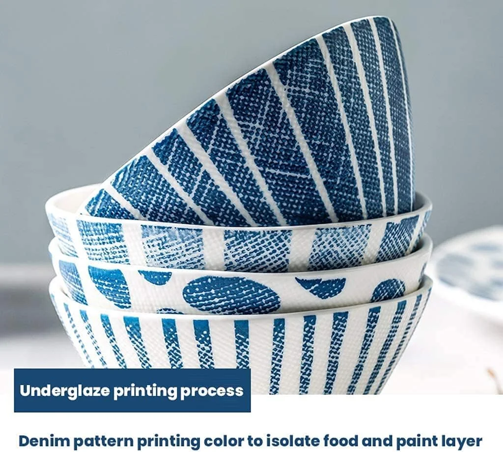 ست بشقاب غذاخوری سرامیکی، ست ظروف غذاخوری 30 تکه، ظروف غذاخوری چینی برجسته سه بعدی | کاسه، قاشق و بشقاب ایمن برای مایکروویو، A