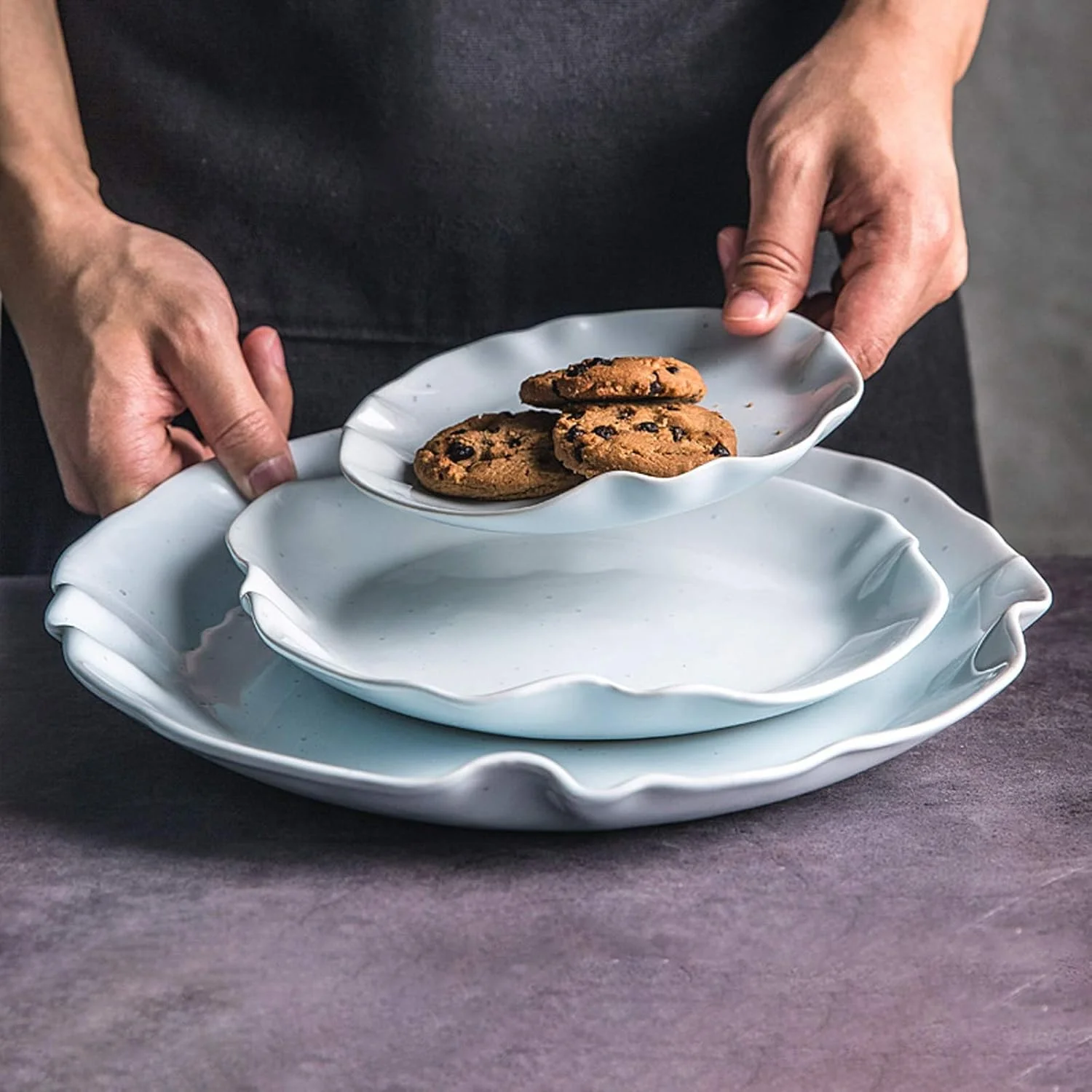 سرویس غذاخوری، سرویس های غذاخوری سرامیکی، ست ترکیبی ظروف غذاخوری چینی 24 تکه، کاسه های غلات نامنظم و ست بشقاب استیک برای هدیه