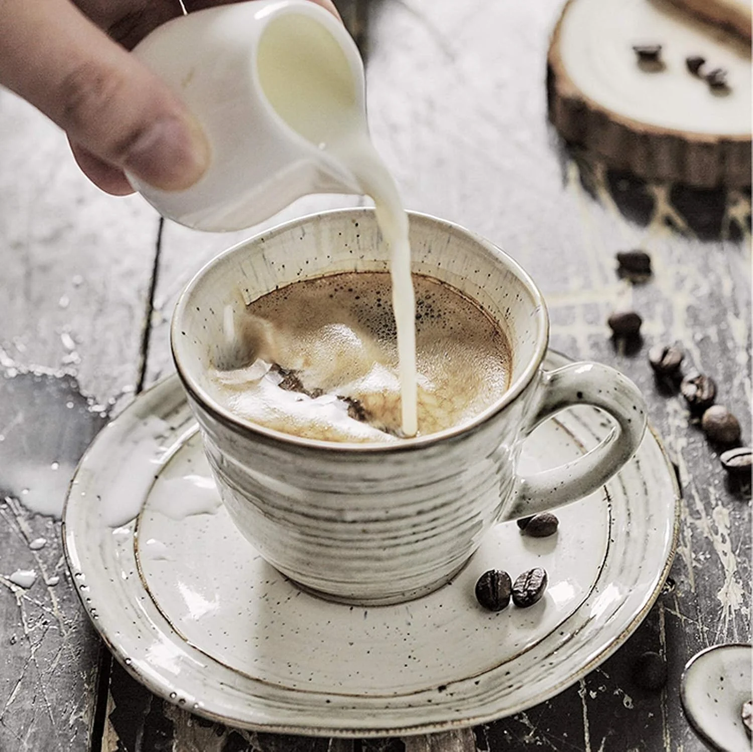 سرویس ظروف سرامیکی، بشقاب استیک رترو و ست کاسه غلات | ست ترکیبی ظروف غذاخوری چینی با طرح گرادیان، 36 پارچه، مناسب هدیه عروسی و رستوران