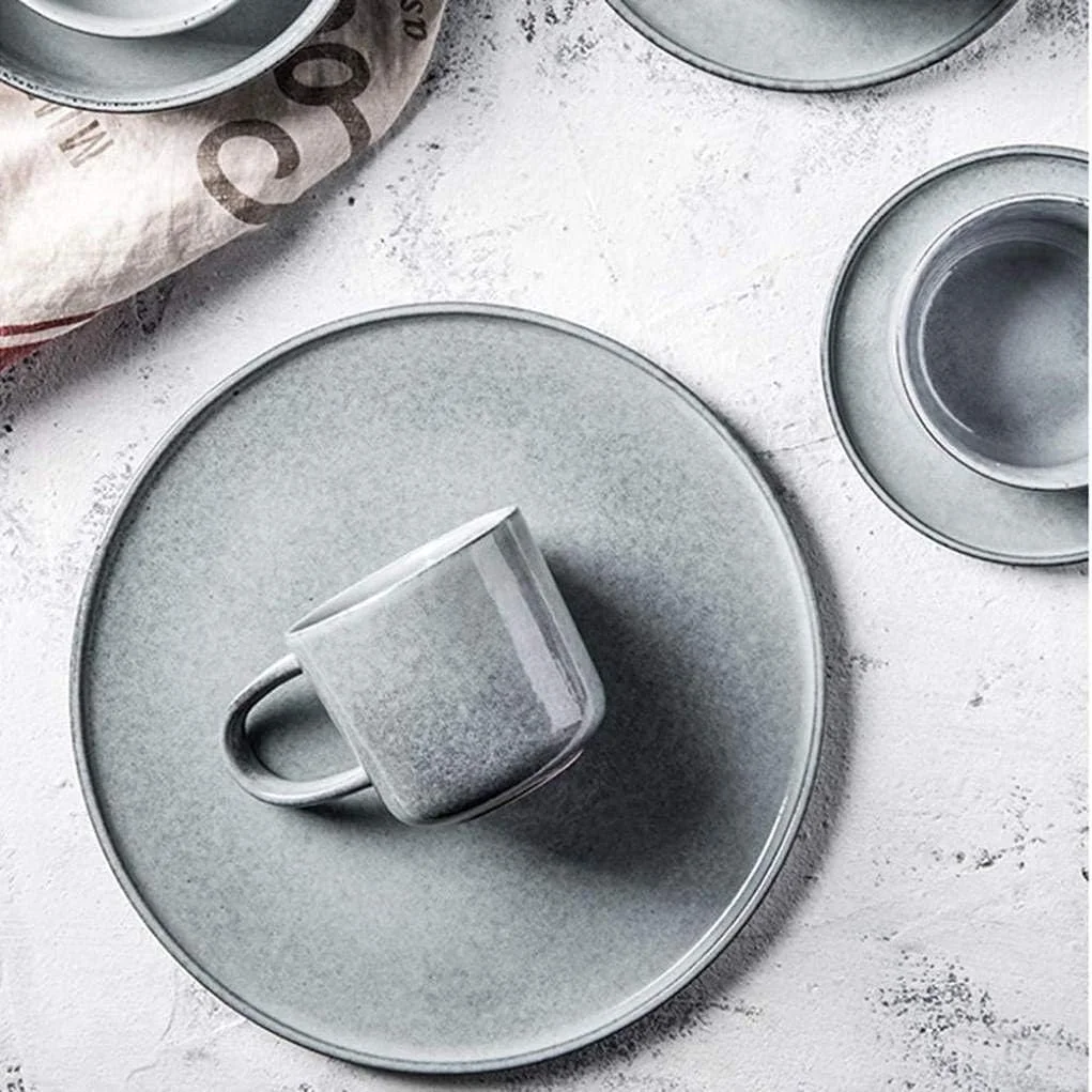 سرویس غذاخوری شیک، ست ظروف سرامیکی ۲۸ پارچه شامل بشقاب، کاسه و لیوان چینی طرح‌دار مناسب برای ۴ نفر