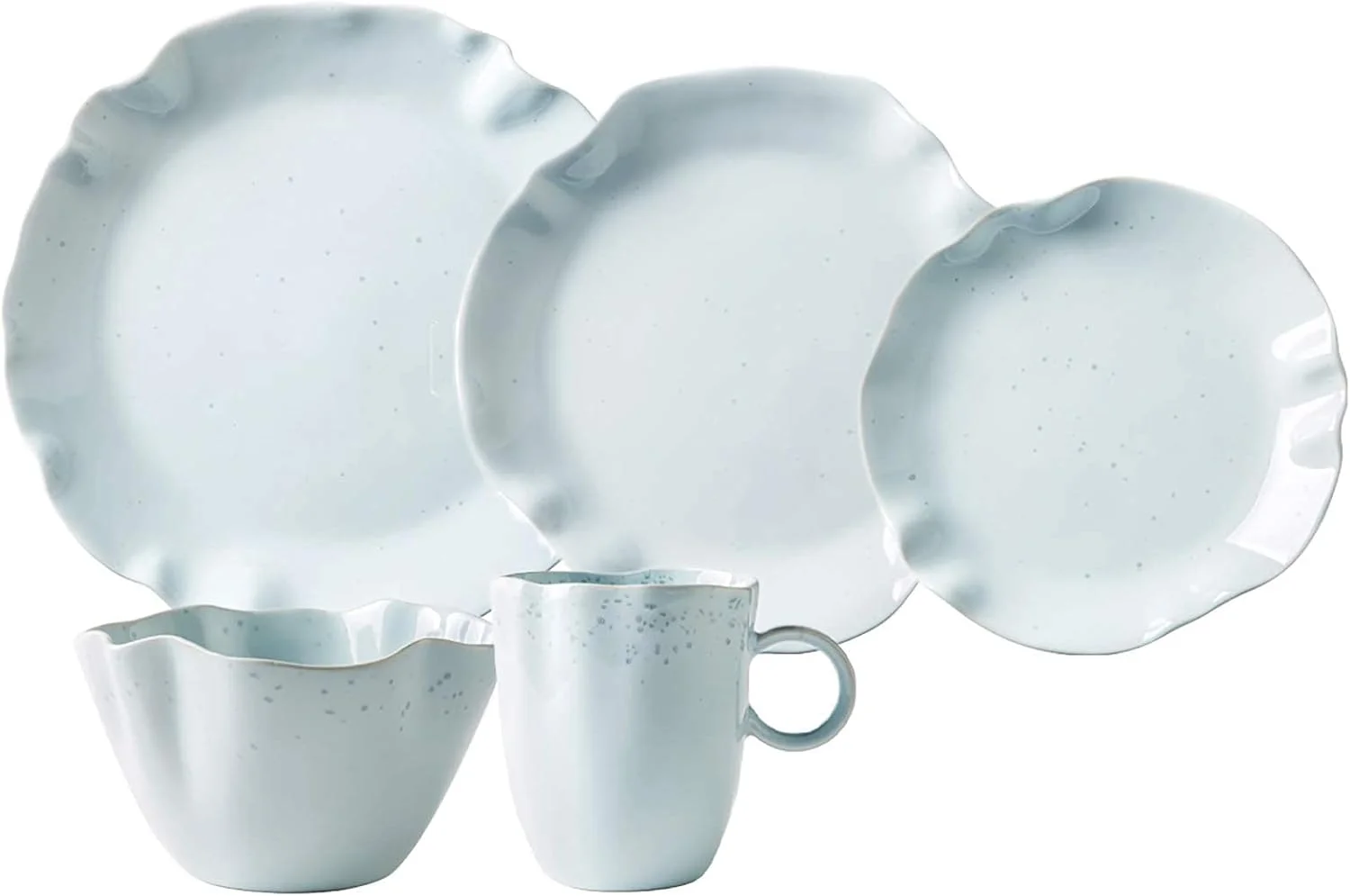 ست غذاخوری، ست های غذاخوری سرامیکی، ست ترکیبی 24 تکه ظروف غذاخوری چینی | کاسه های غلات چین دار نامنظم و ست بشقاب استیک برای هدایای عروسی