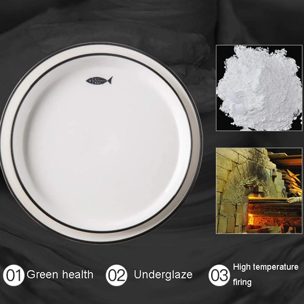 سرویس ظروف غذاخوری سرامیکی 26 تکه، کاسه/بشقاب/قاشق | طرح پرنده و ماهی، ست های غذاخوری به سبک مینیمالیستی نوردیک، ست ترکیبی چینی