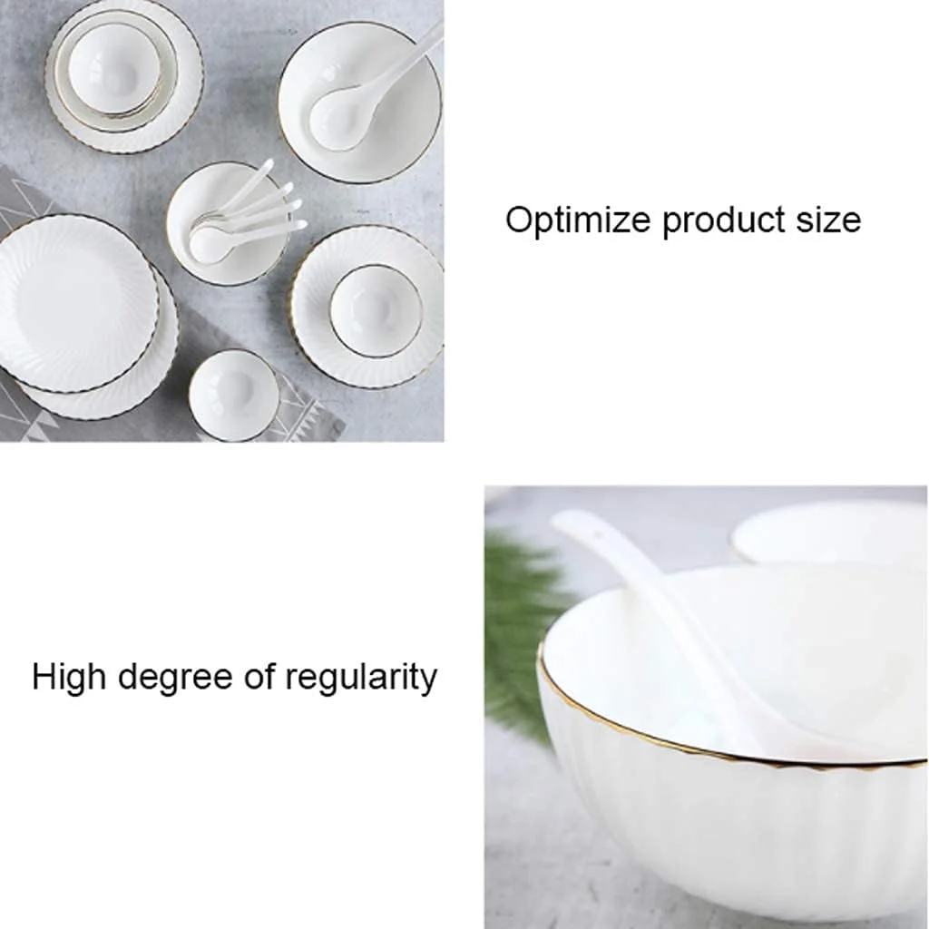 ست ظروف غذاخوری سرامیکی 20 تکه، کاسه/بشقاب/قاشق | ست های غذاخوری چینی استخوانی، ست ترکیبی چینی سفید، بشقاب های سفید
