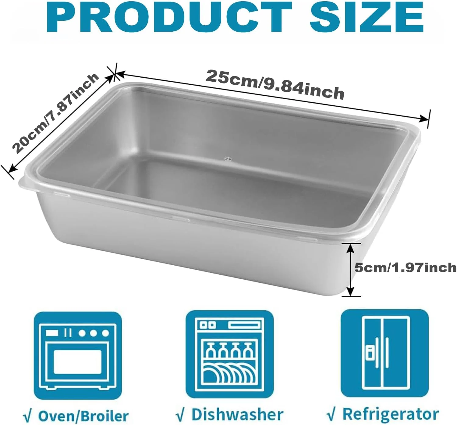 ظروف استیل ضد زنگ CasRmia با درب، بشقاب های کمپینگ ضد زنگ، بشقاب های استیل غذاخوری در فضای باز، بشقاب میوه میان وعده، ظروف غذاخوری قابل حمل برای کمپینگ، قابل شستشو در ماشین ظرفشویی و طراحی مینیمالیستی (3 عدد، 25x20 سانتی متر)
