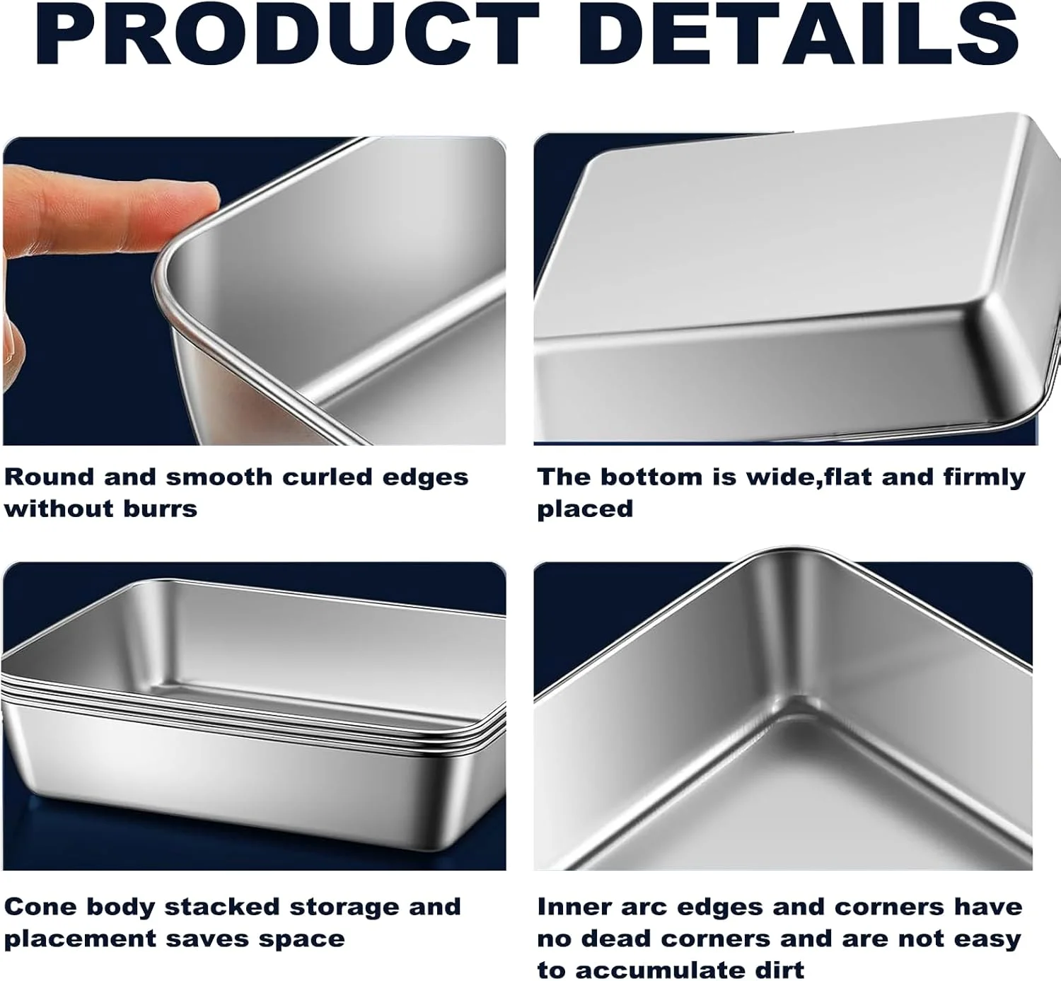 ظروف استیل ضد زنگ CasRmia با درب، بشقاب های کمپینگ ضد زنگ، بشقاب های استیل غذاخوری در فضای باز، بشقاب میوه میان وعده، ظروف غذاخوری قابل حمل برای کمپینگ، قابل شستشو در ماشین ظرفشویی و طراحی مینیمالیستی (3 عدد، 25x20 سانتی متر)
