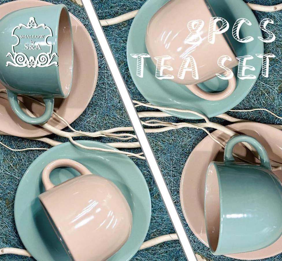 ست فنجان و نعلبکی کم عمق چینی استخوانی طرح مویر 4 تکه 220 میلی لیتر - دو عدد | ظروف غذاخوری آشپزخانه، سرامیک، ظروف سنگی