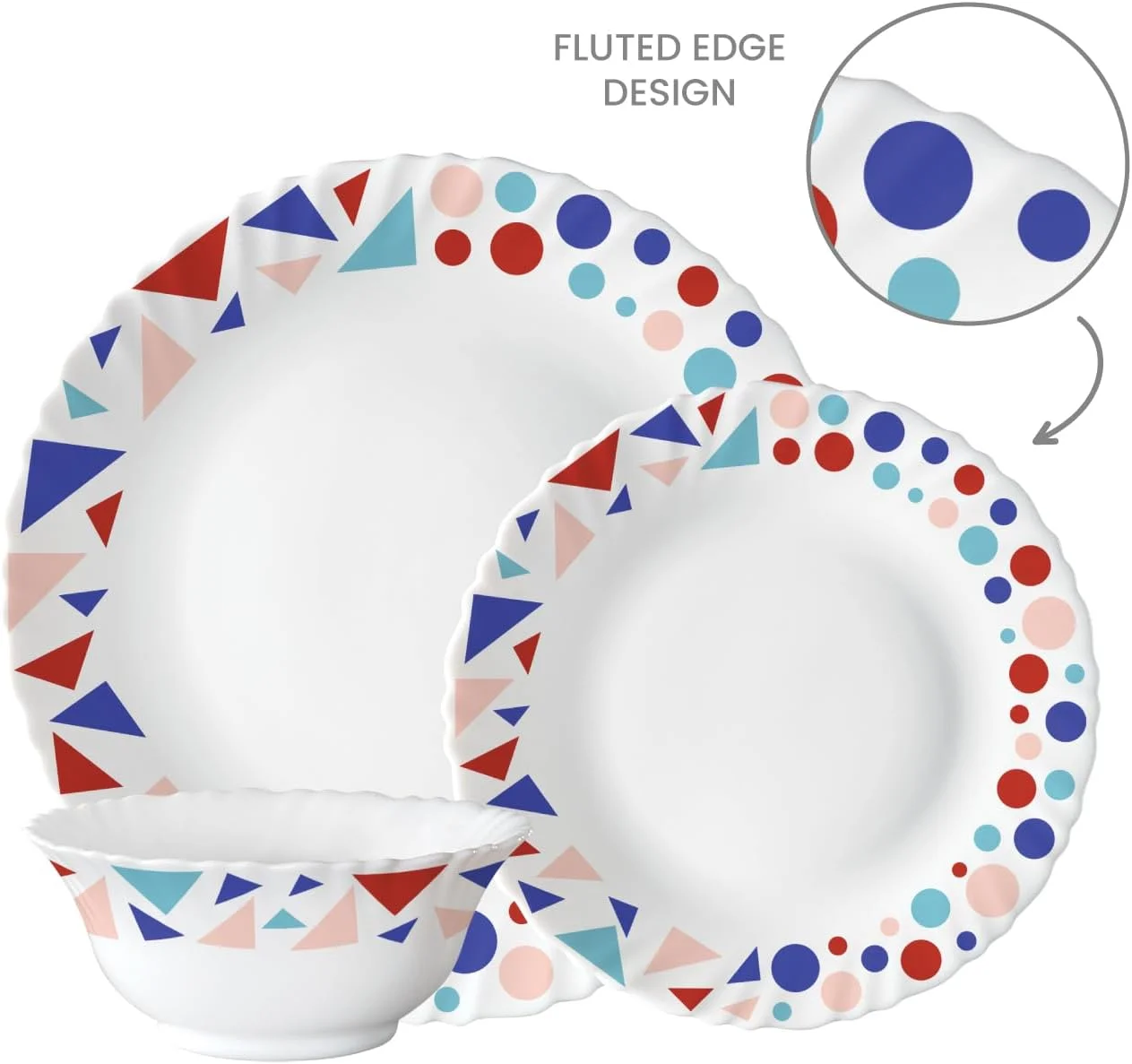 سرویس غذاخوری 12 پارچه بوروسیل لاراه پلانو اوپال، طرح اسپکل، مدل 12DSPL01-SP (شامل 4 عدد بشقاب غذاخوری، 4 عدد بشقاب پیش دستی، 4 عدد کاسه)