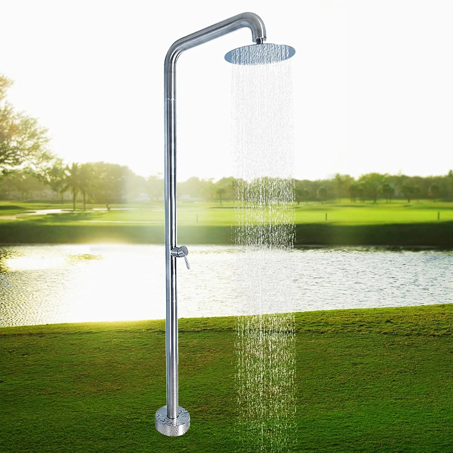 دوش ایستاده فضای باز، ایستگاه دوش قابل حمل در فضای باز با سر دوش، عالی برای کمپینگ، محوطه استخر، خانه ساحلی، نازل بزرگ