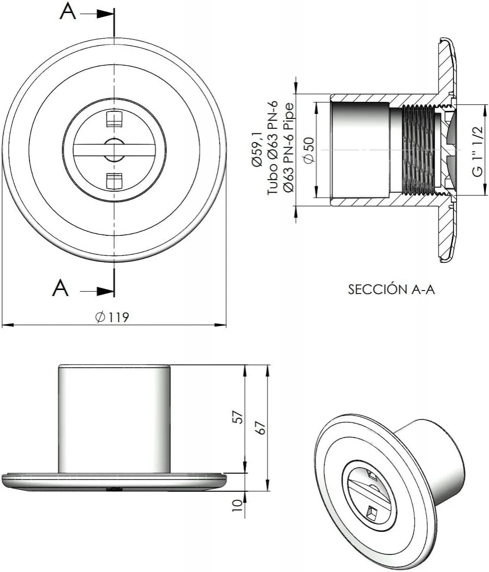 Swimming Pool Vacuum Point Suction Nozzle, 63mm/50mm Pipe Compatible, White Astral Swimming Pool Vacuum Point Suction Nozzle, 63mm/50mm Pipe Compatible, White Astral