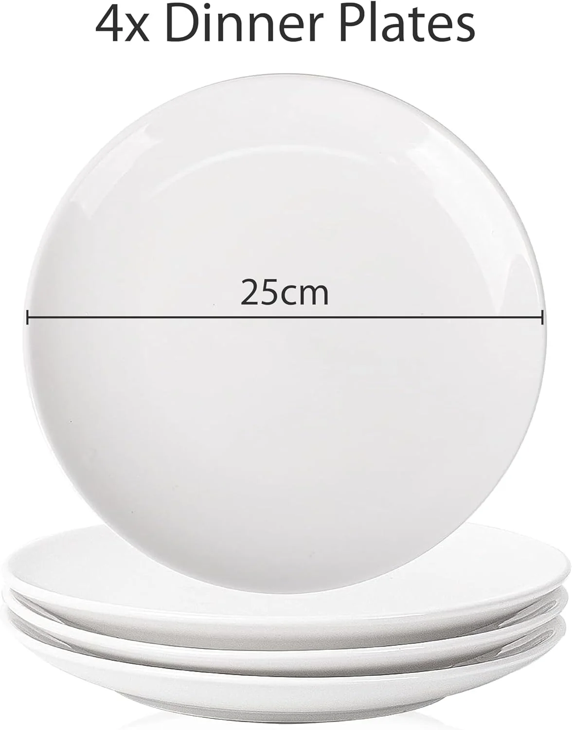 سرویس غذاخوری BLACKSTONE، ست 12 پارچه، ساخته شده از شیشه اوپال حرارت دیده بادوام، شامل 4 عدد بشقاب غذاخوری | 4 عدد کاسه غذاخوری | 4 عدد کاسه سوپ - NAM12 (ست 12 پارچه)