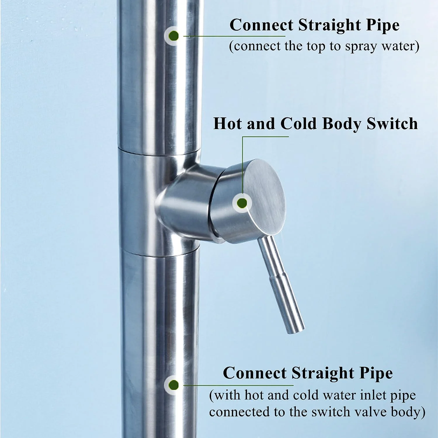 دوش ایستاده فضای باز، ایستگاه دوش قابل حمل در فضای باز با سر دوش، عالی برای کمپینگ، محوطه استخر، خانه ساحلی، نازل بزرگ دوش ایستاده فضای باز، ایستگاه دوش قابل حمل در فضای باز با سر دوش، عالی برای کمپینگ، محوطه استخر، خانه ساحلی، نازل بزرگ