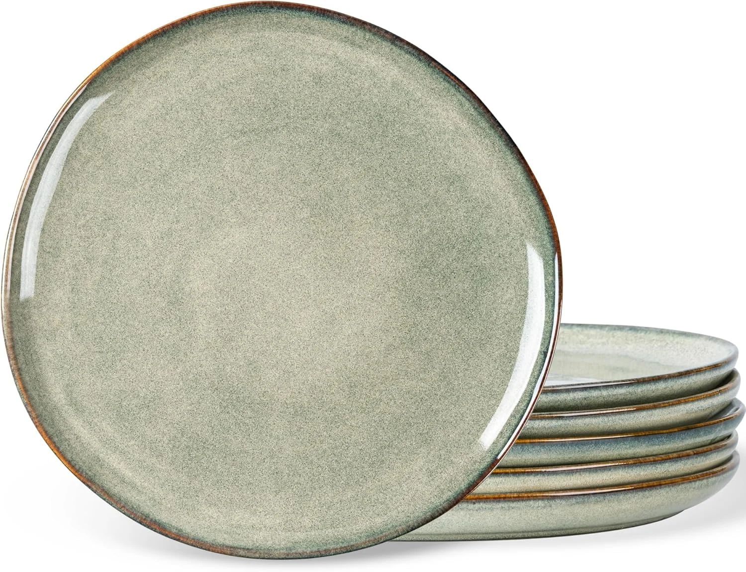 ست 6 تایی بشقاب شام سرامیکی AmorArc، بشقاب های سنگی لعابدار واکنش دهنده دست ساز 10.5 اینچی، ست ظروف غذاخوری با شکل روستایی برای آشپزخانه، قابل استفاده در مایکروویو و ماشین ظرفشویی، مقاوم در برابر خش - رنگ واکنش دهنده