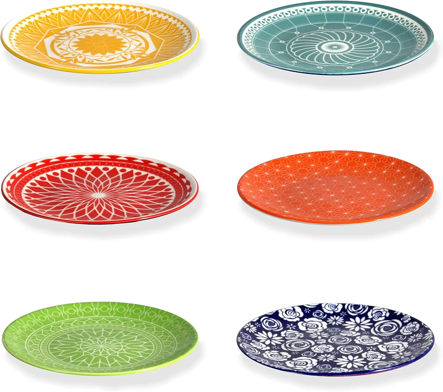 بشقاب های کوچک آنورو 6 اینچی | نعلبکی های دسر چینی | ظروف آشپزخانه مینیاتوری تزئینی و رنگارنگ برای اسنک، کیک، پای، چای | ظروف غذاخوری ایمن برای مایکروویو | ست 6 عددی